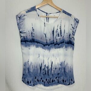 Violet and Claire blue and white blouse - small